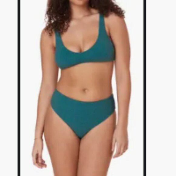 Andie Bikini Set Delray Top 90s High Waisted Bottom green sparkle sz S NWT/NWOT - Picture 1 of 8